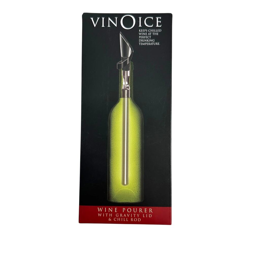 Cork Pops VinOice Wine Chiller Pourer Gravity Lid Chill Rod 00988 New in Box